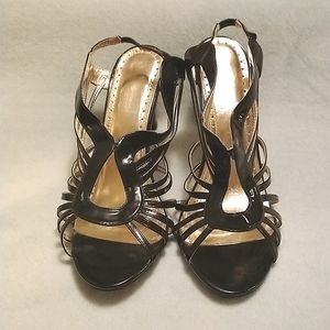 Avon Black Strappy Sling Back Heels Size 10